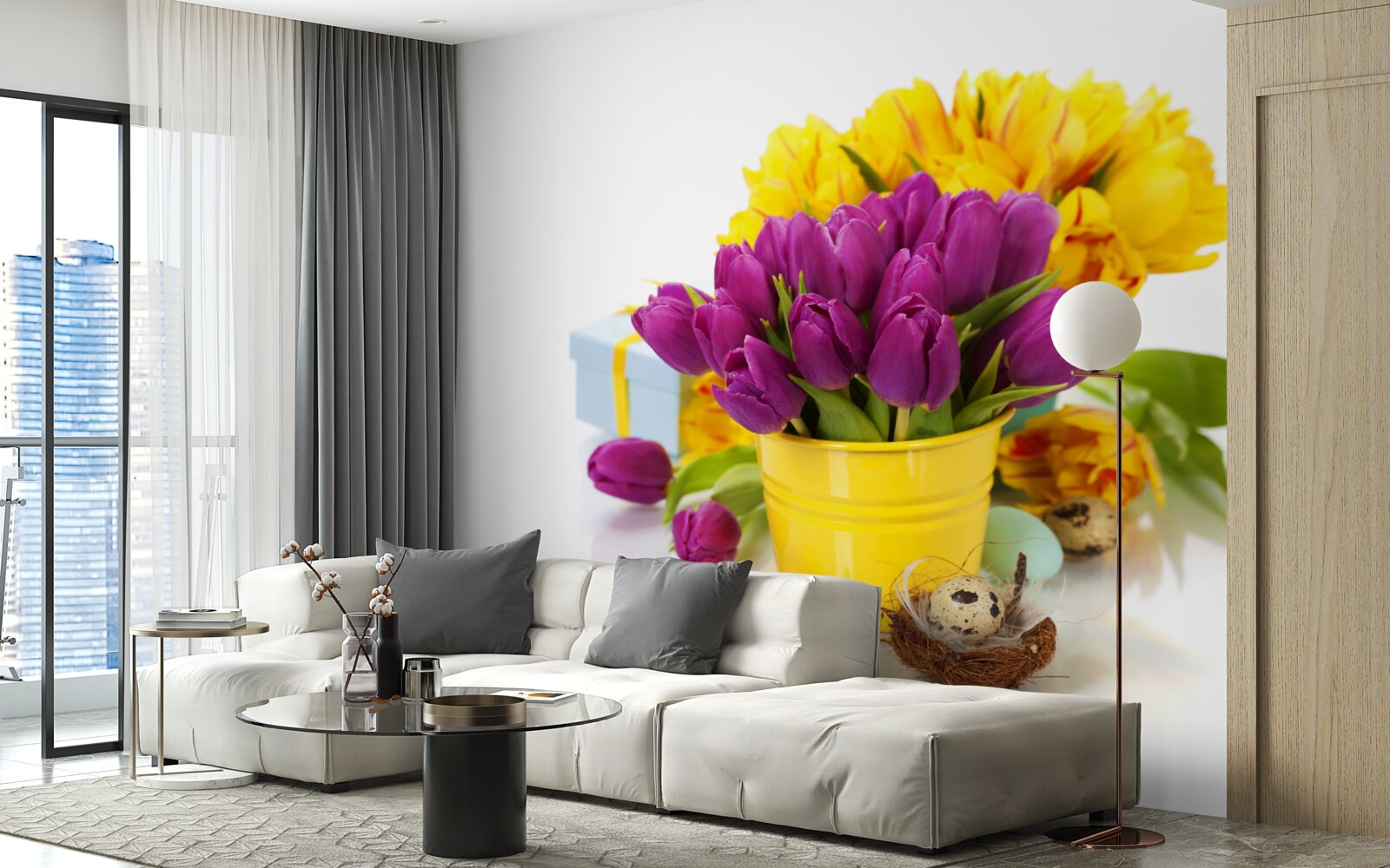 Fototapeta zestaw fioletowych tulipanów