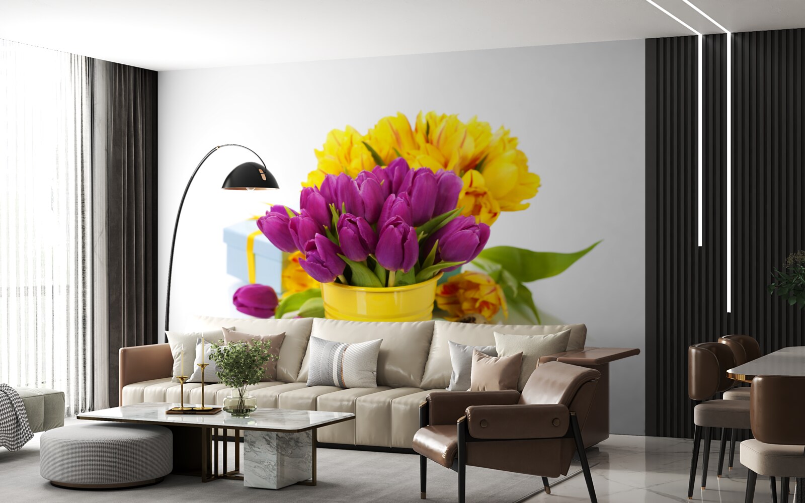 Fototapeta zestaw fioletowych tulipanów