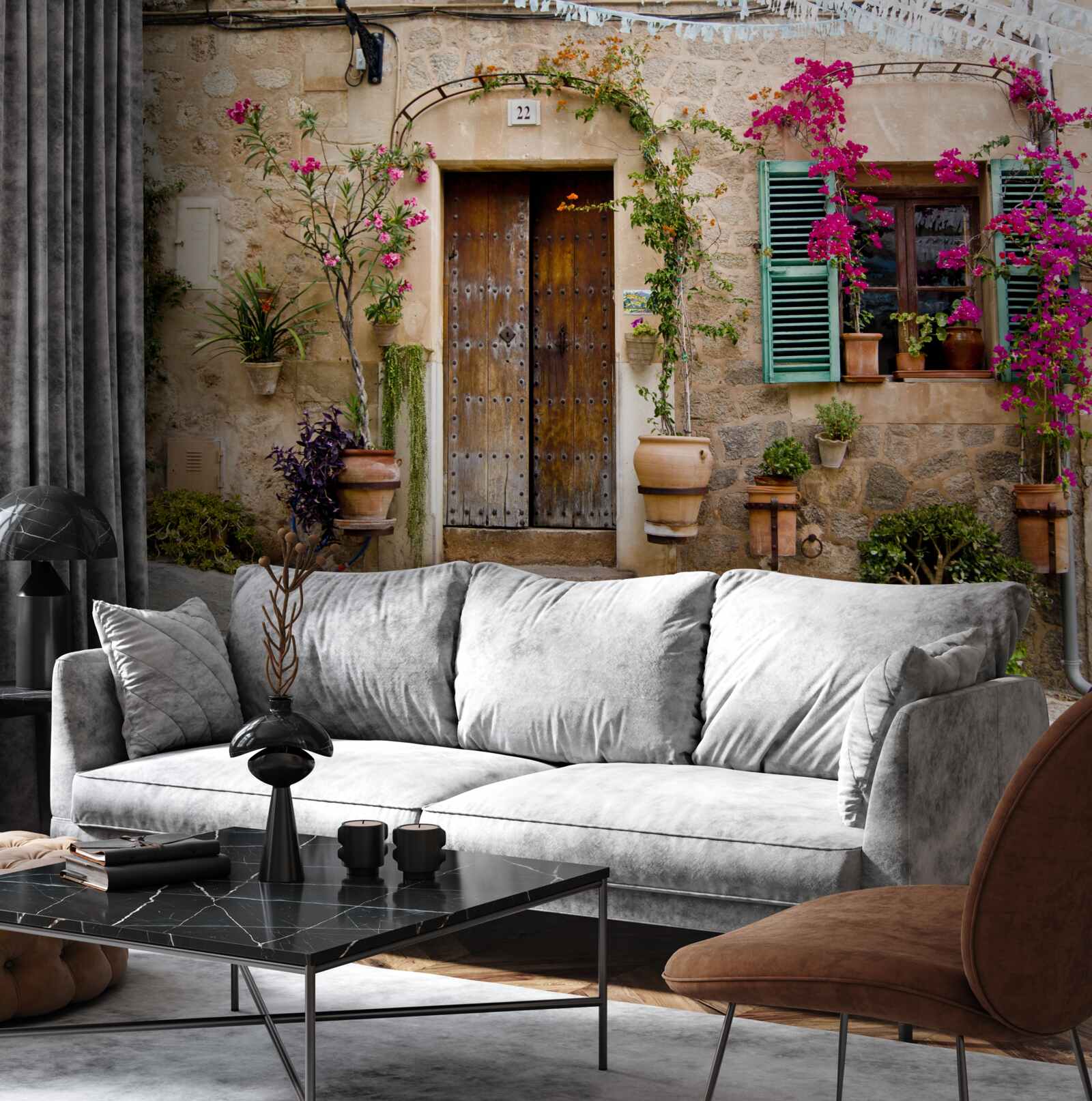 Fototapeta zabytkowe mieszkanie z roślinami