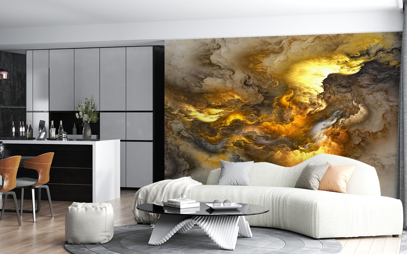 Fototapeta beżowy marmur ze złotym podziałem