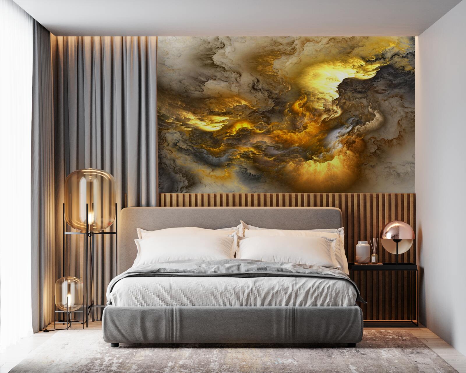 Fototapeta beżowy marmur ze złotym podziałem