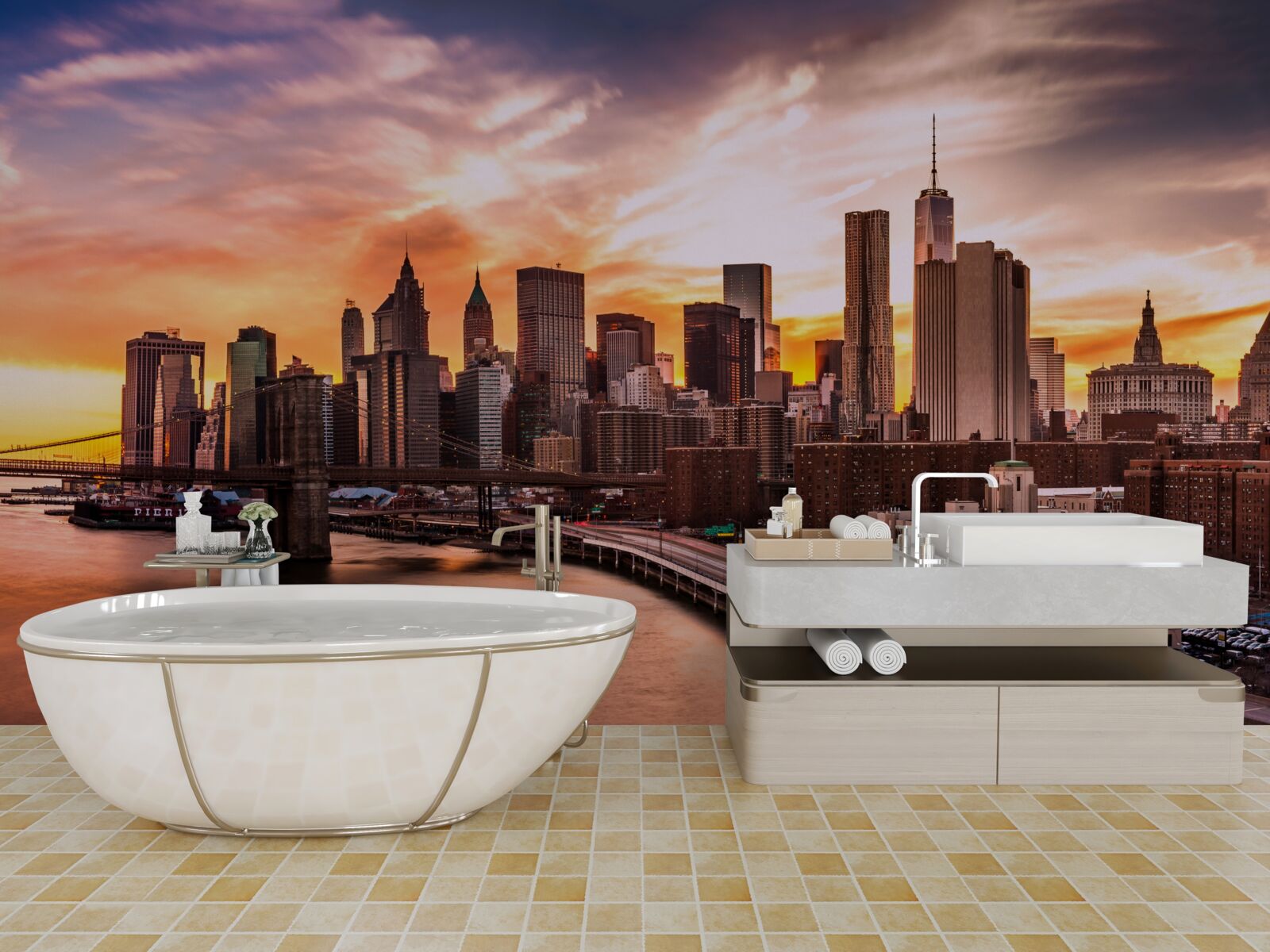 Fototapeta zamów z bursztynu nad brooklynem