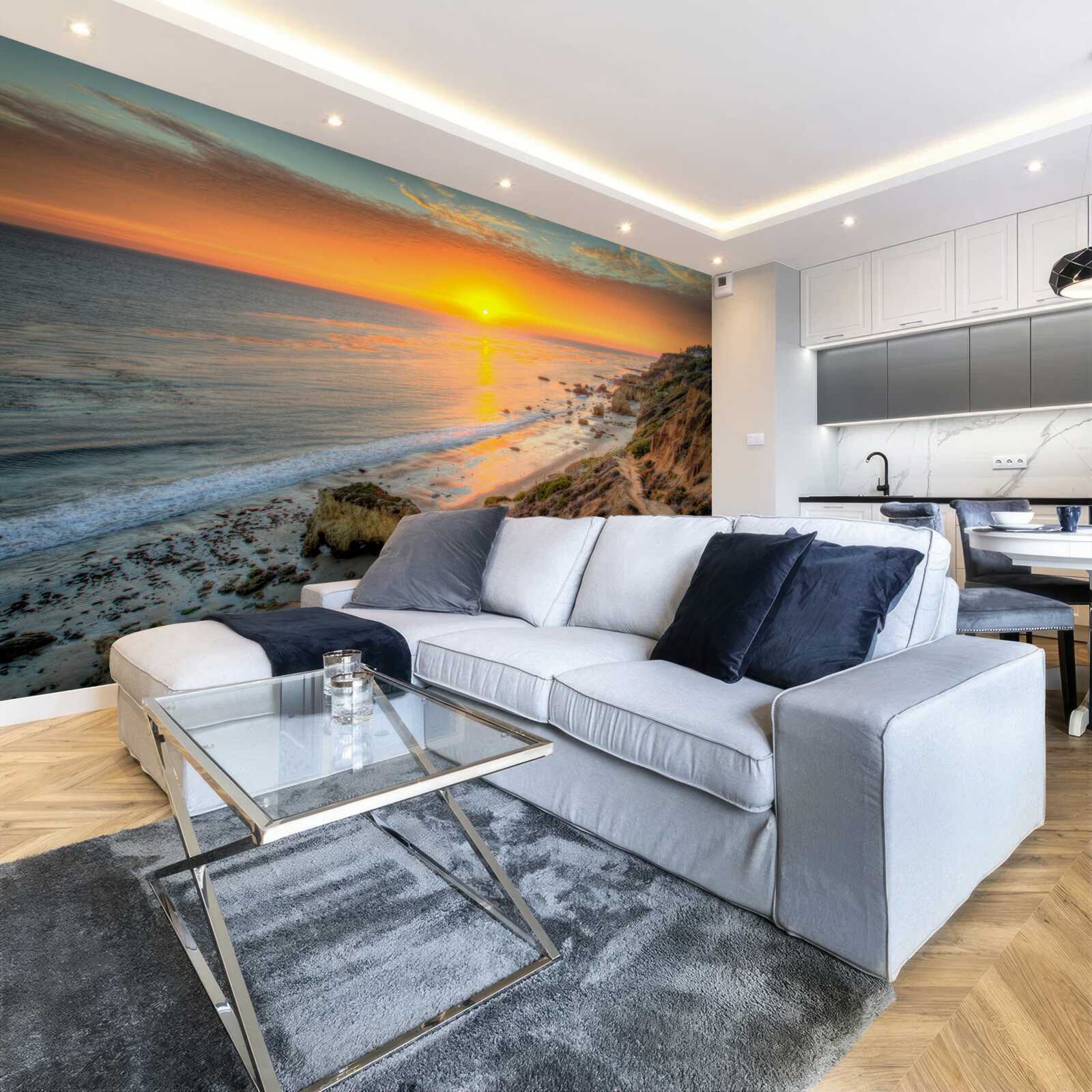 Fototapeta słońce schodzące do oceanu o zachodzie słońca