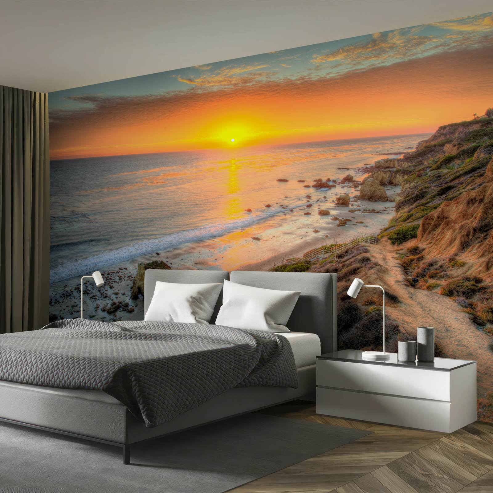 Fototapeta słońce schodzące do oceanu o zachodzie słońca