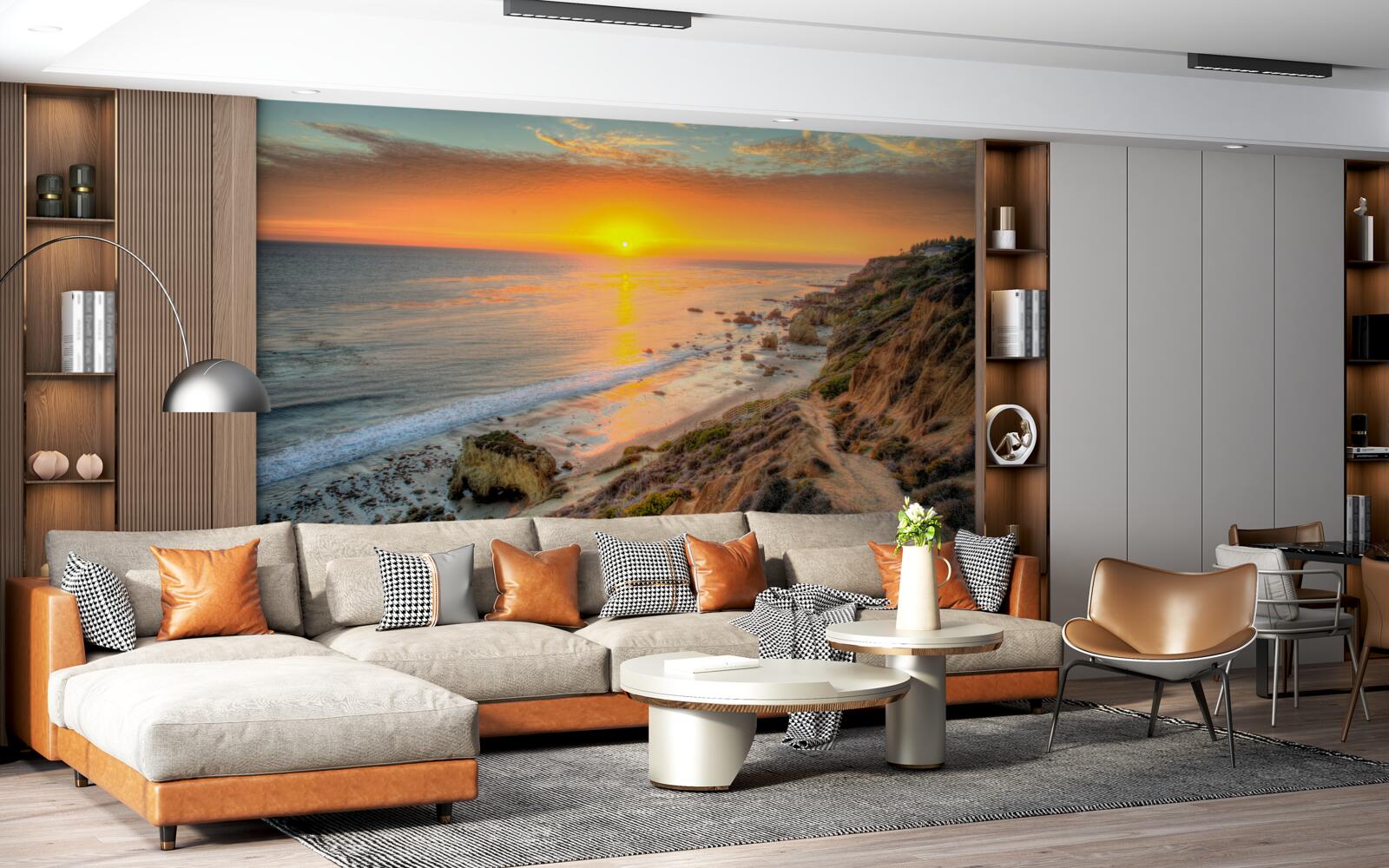 Fototapeta słońce schodzące do oceanu o zachodzie słońca