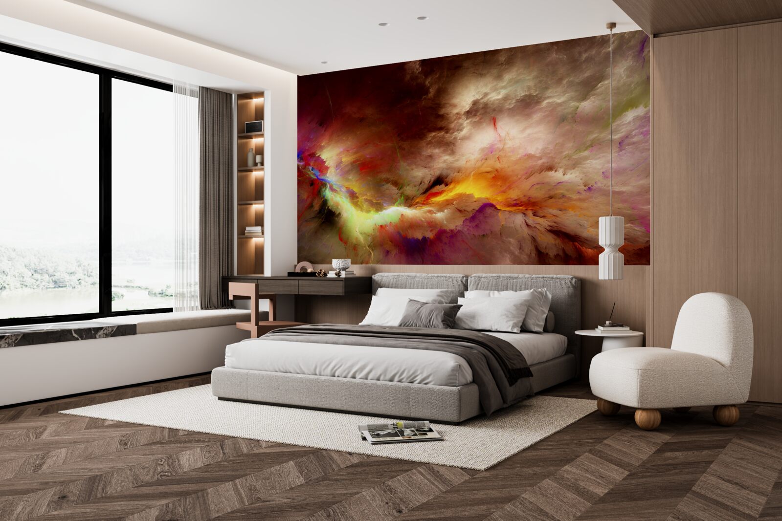 Fototapeta podczas burzy na pustyni wybucha burza z piorunami