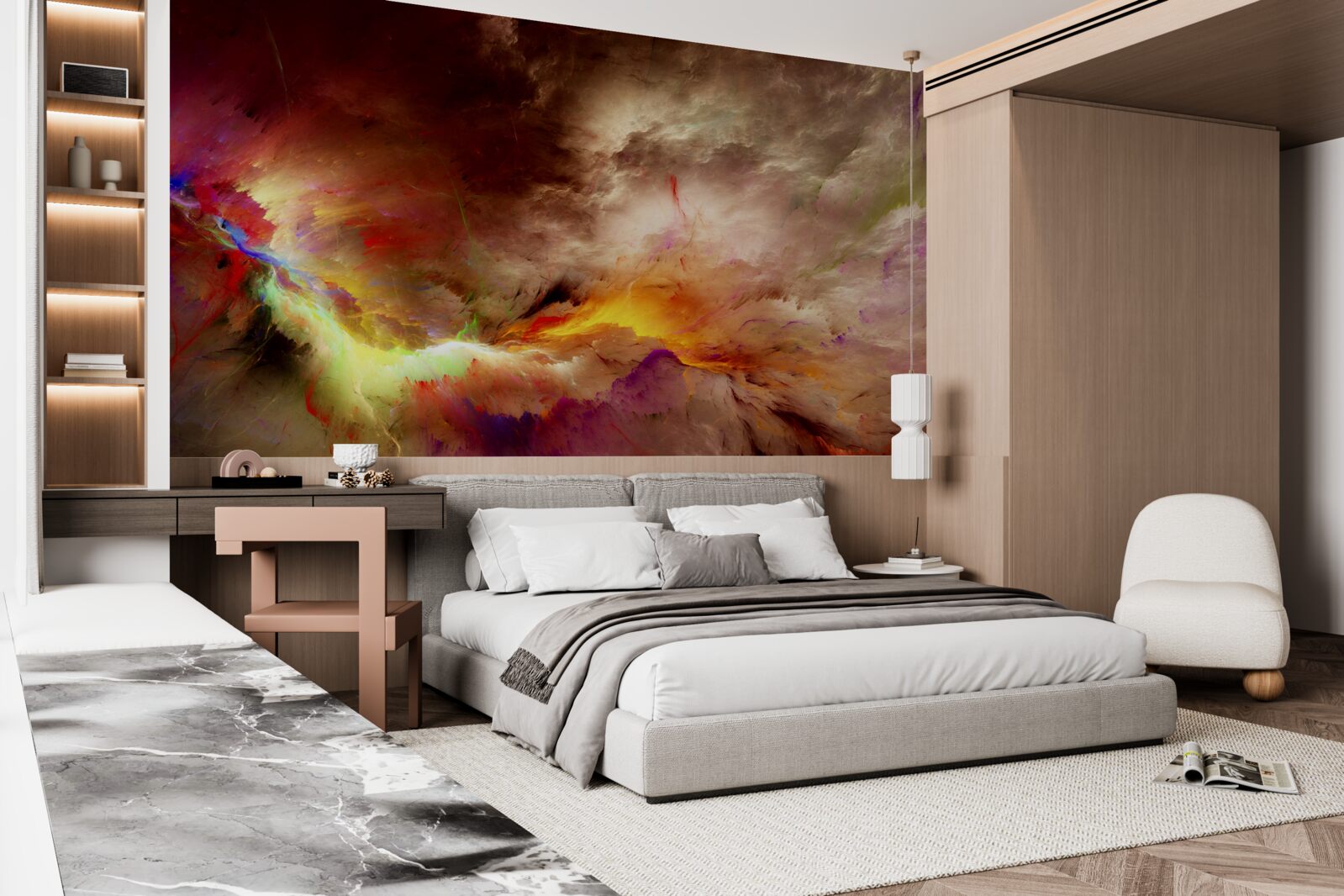 Fototapeta podczas burzy na pustyni wybucha burza z piorunami