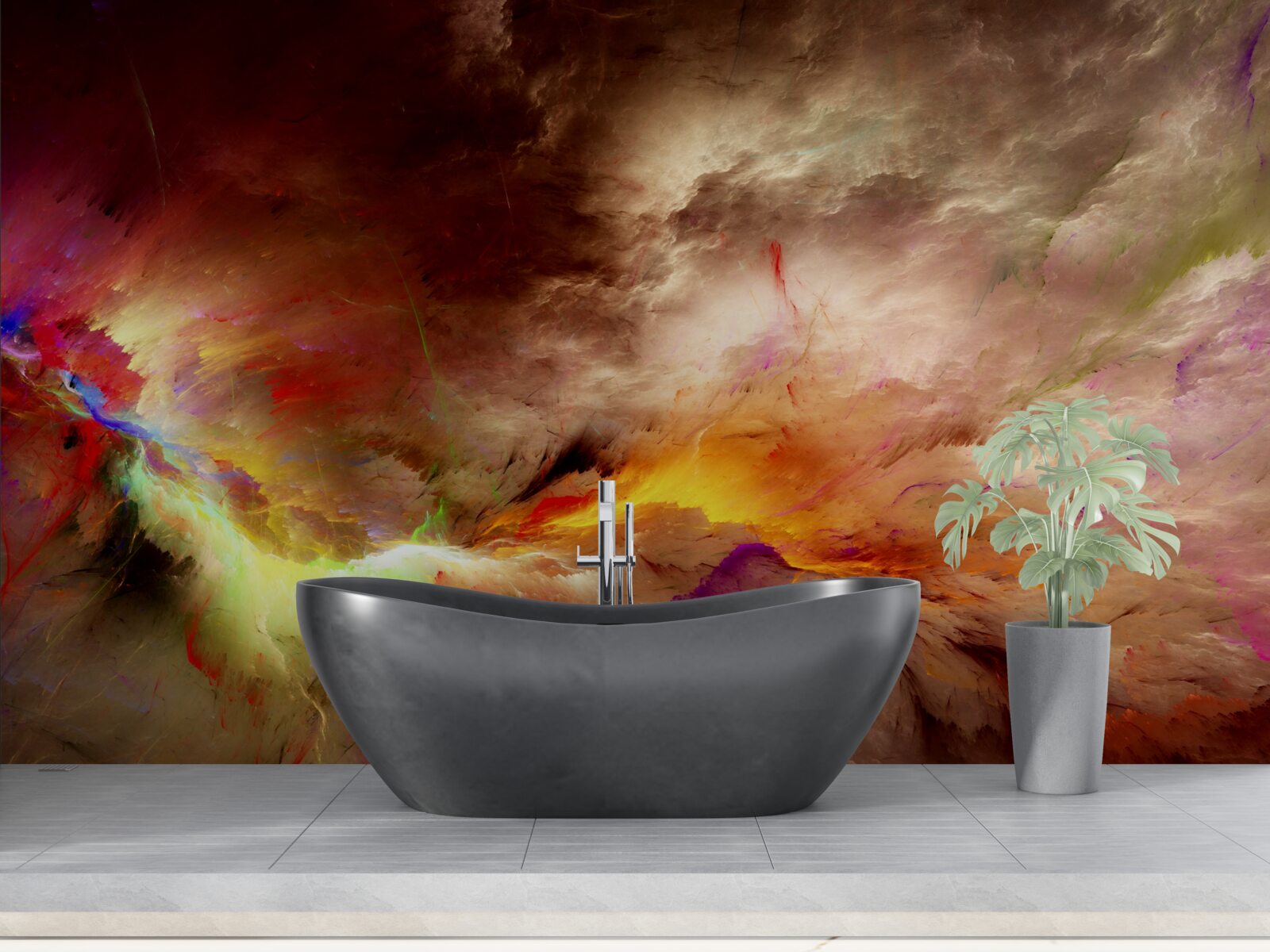 Fototapeta podczas burzy na pustyni wybucha burza z piorunami