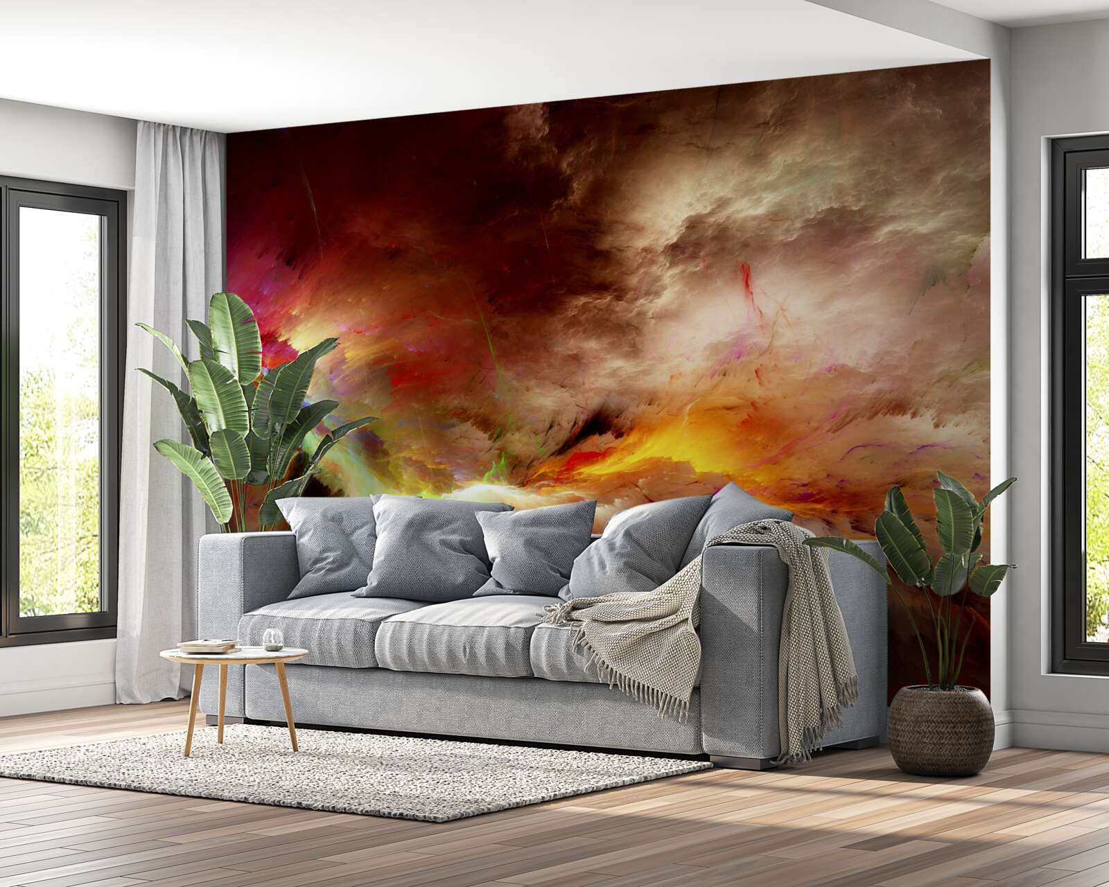 Fototapeta podczas burzy na pustyni wybucha burza z piorunami