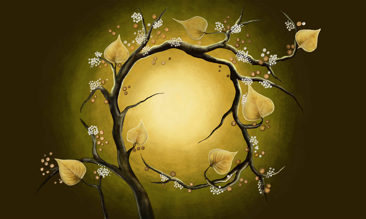 Fototapeta Żółta magnolia w pełnym rozkwicie na tle światła słonecznego