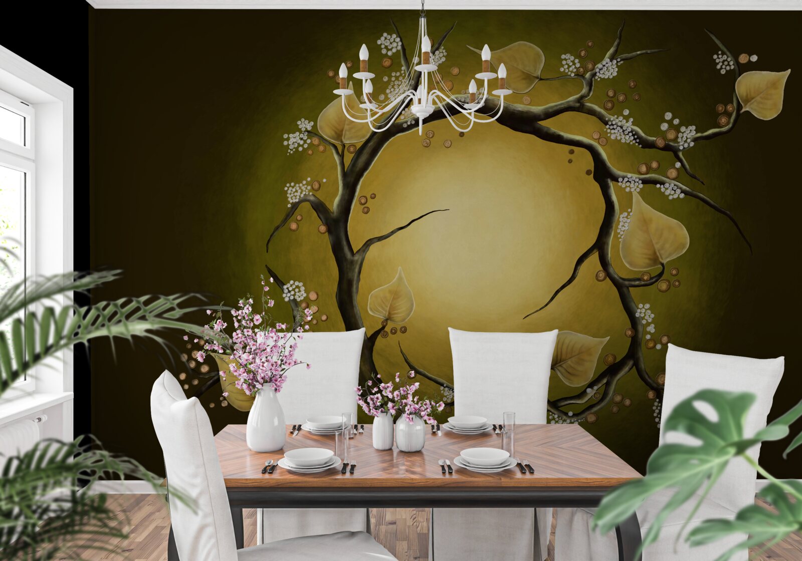 Fototapeta Żółta magnolia w pełnym rozkwicie na tle światła słonecznego