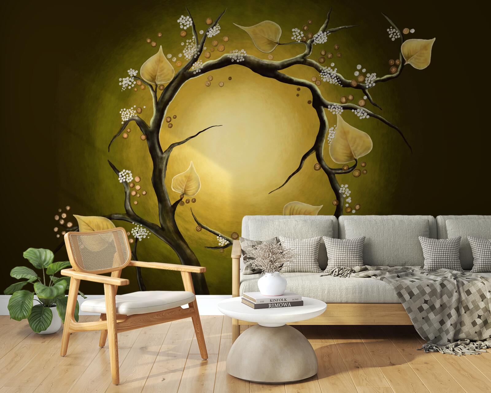 Fototapeta Żółta magnolia w pełnym rozkwicie na tle światła słonecznego