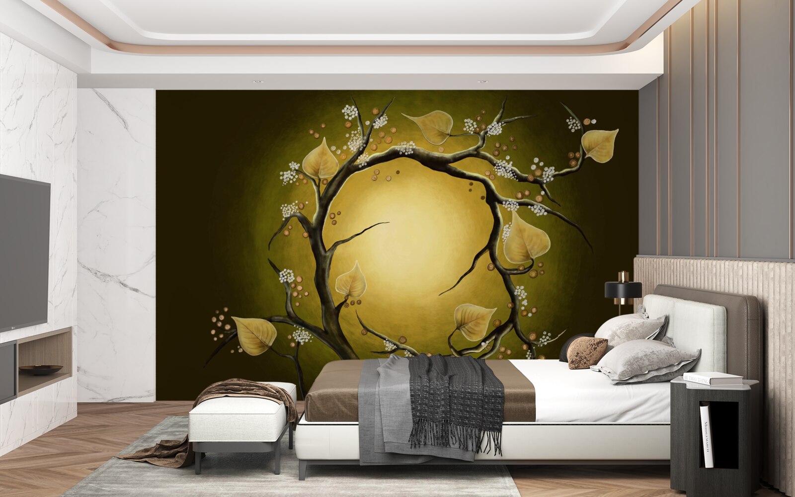 Fototapeta Żółta magnolia w pełnym rozkwicie na tle światła słonecznego