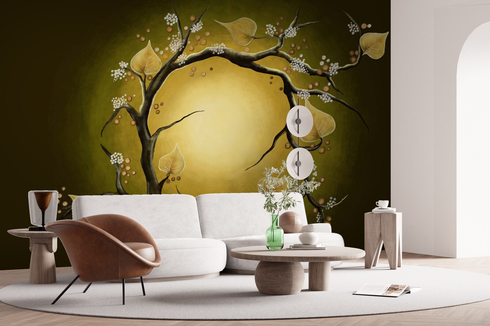 Fototapeta Żółta magnolia w pełnym rozkwicie na tle światła słonecznego