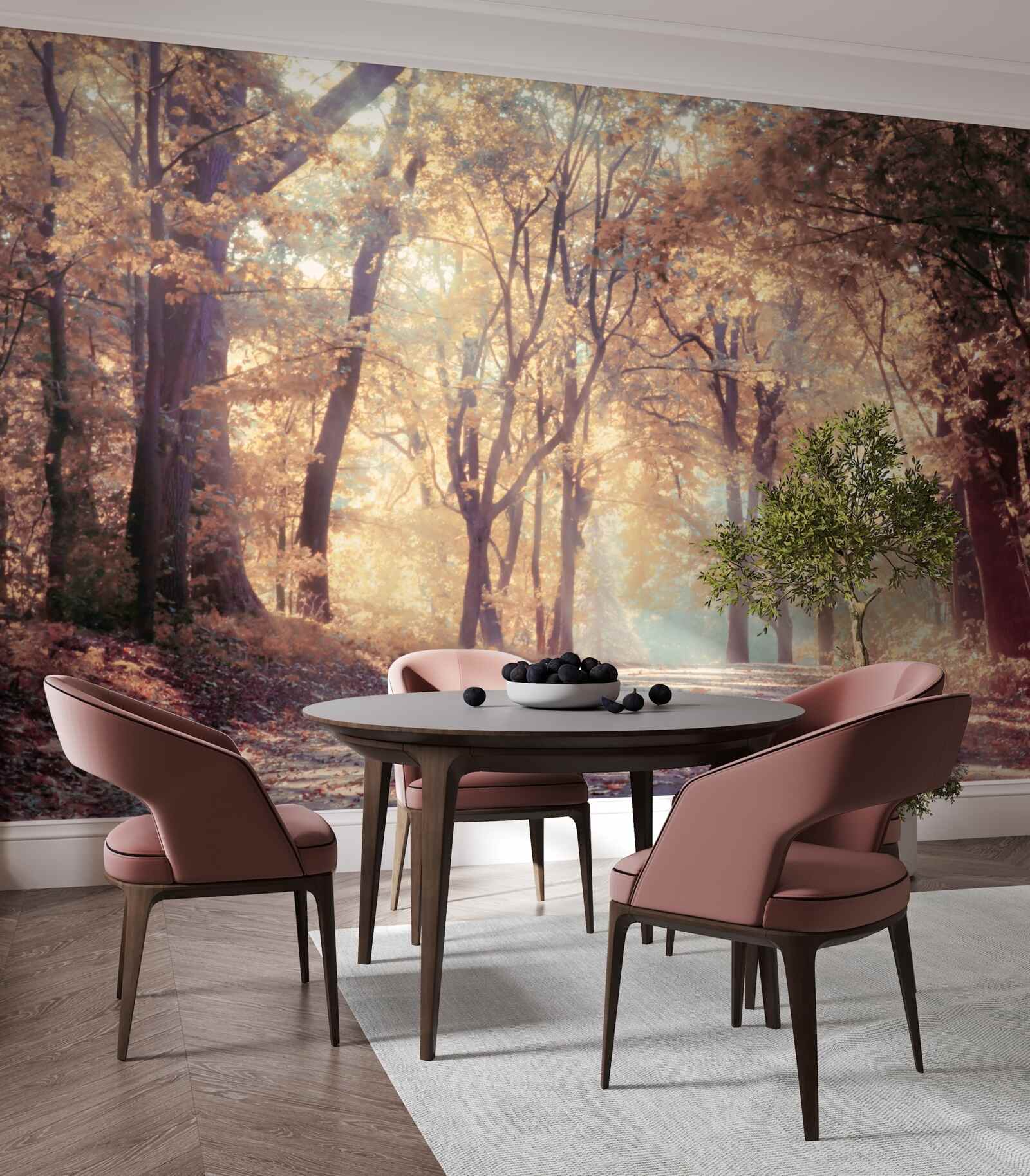 Fototapeta jesienna ścieżka spowita lekką mgłą