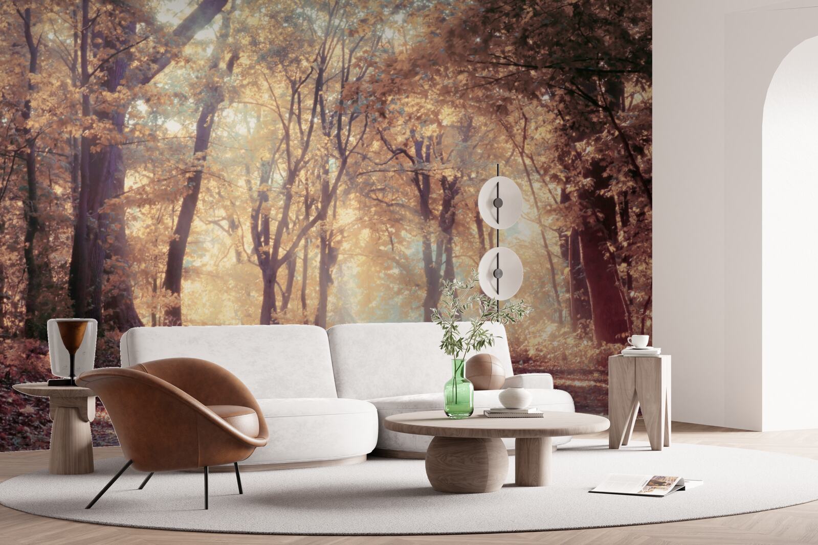 Fototapeta jesienna ścieżka spowita lekką mgłą