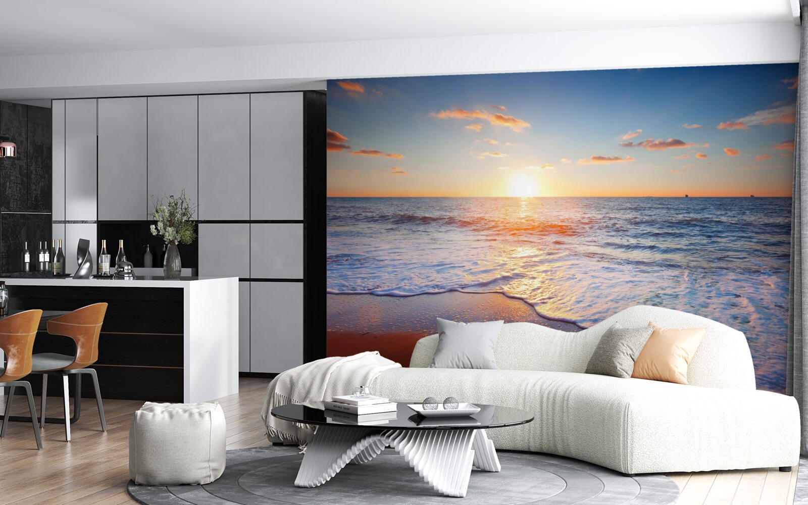 Fototapeta zachód słońca znikający w falach