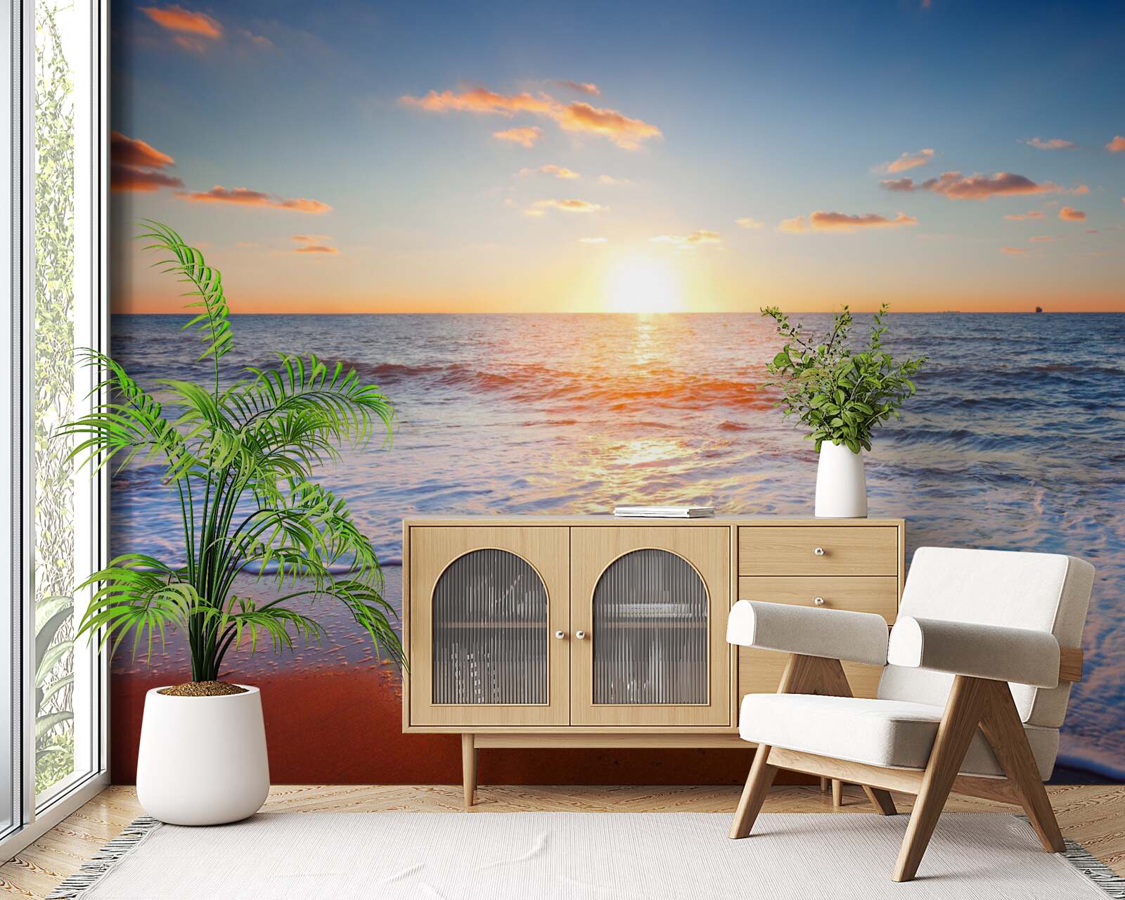 Fototapeta zachód słońca znikający w falach