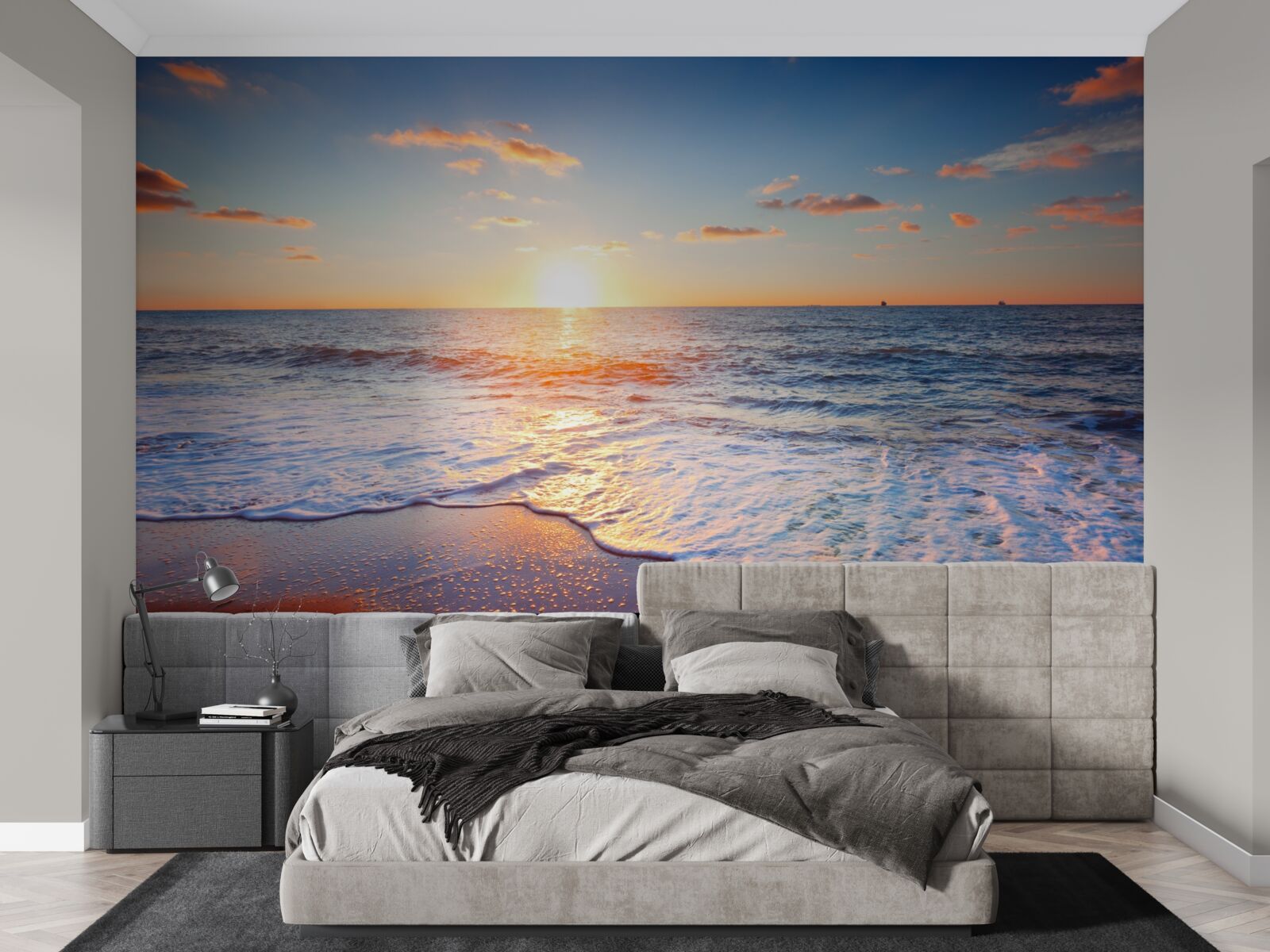 Fototapeta zachód słońca znikający w falach