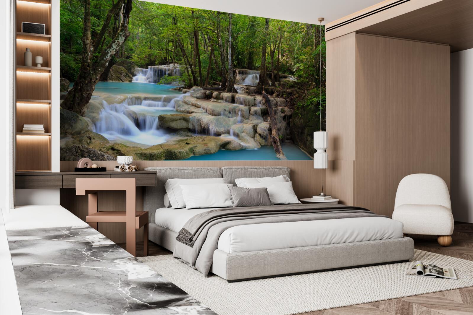 Fototapeta wodospady spadające w gęsty las