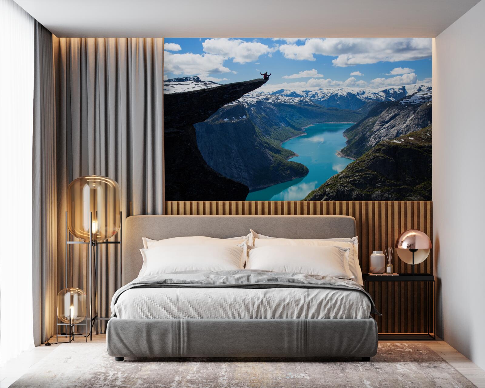 Fototapeta szczyt majestatycznie wznosi się nad przepaścią