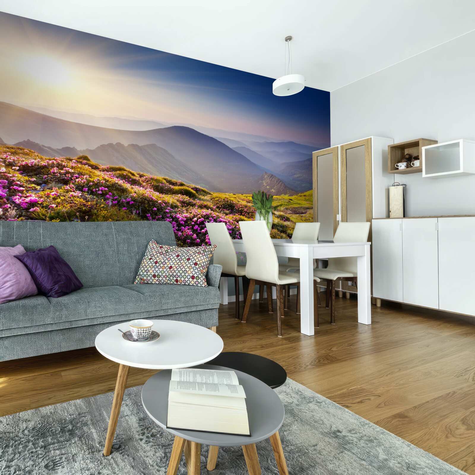 Fototapeta szczyt góry w krajobrazie o wschodzie słońca