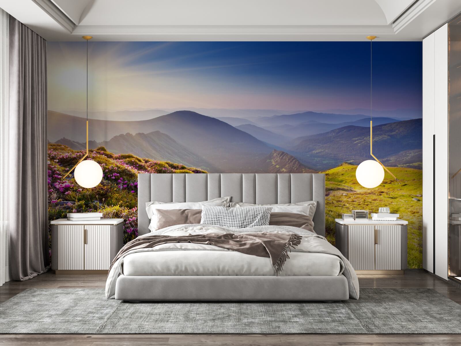 Fototapeta szczyt góry w krajobrazie o wschodzie słońca