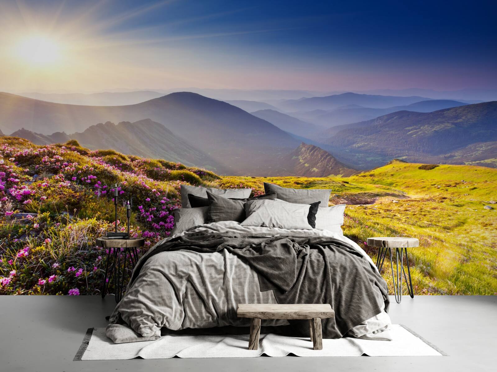 Fototapeta szczyt góry w krajobrazie o wschodzie słońca