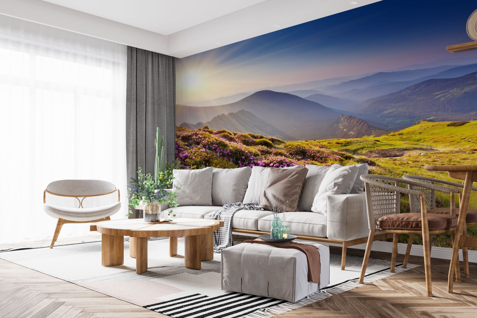 Fototapeta szczyt góry w krajobrazie o wschodzie słońca