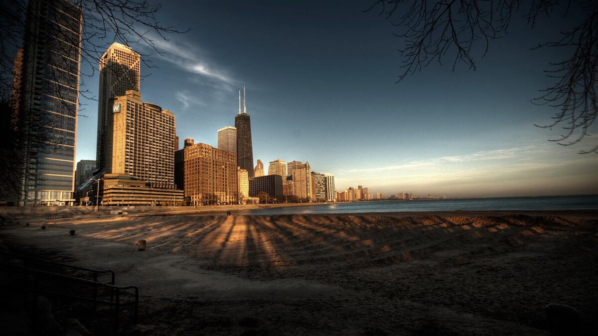 Fototapeta zmierzch miasta chicago