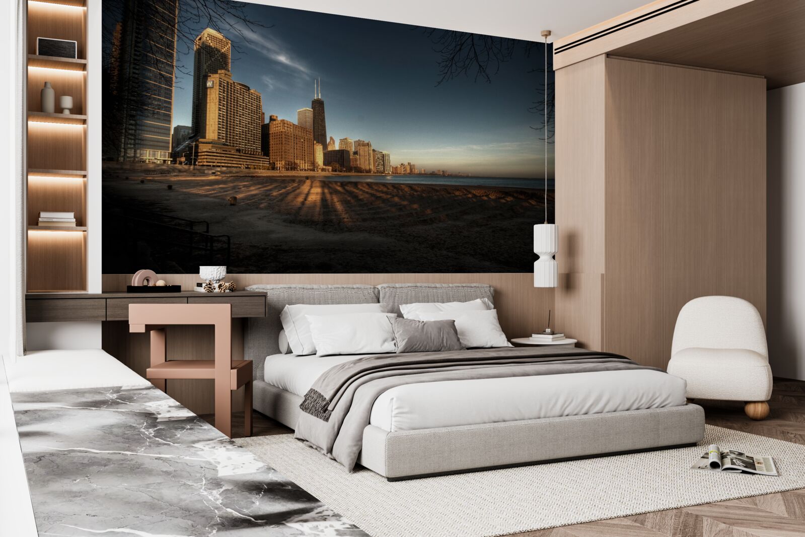 Fototapeta zmierzch miasta chicago