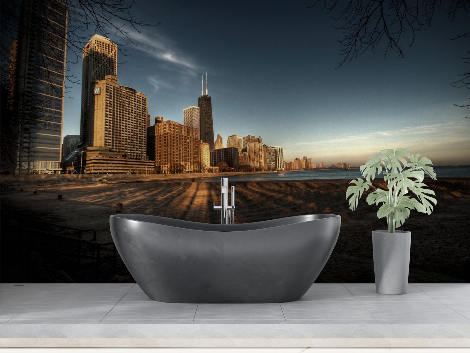 Fototapeta zmierzch miasta chicago