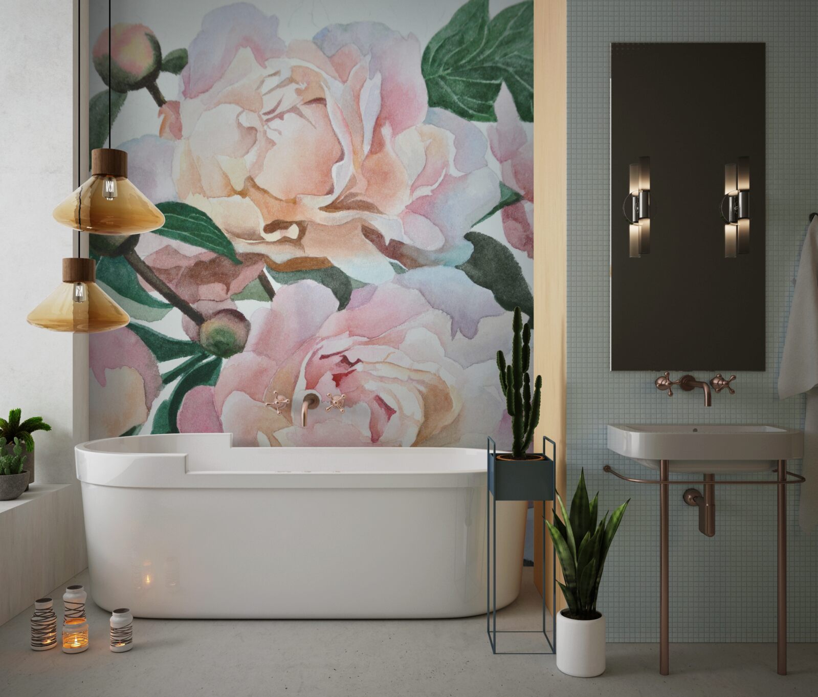 Fototapeta piwonie malowane akwarelą