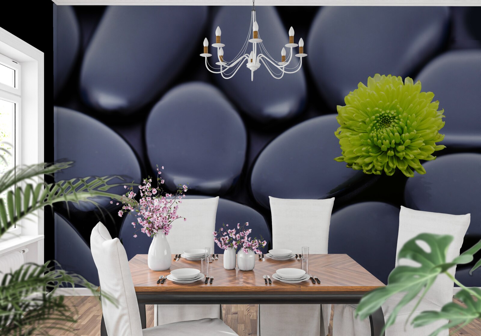 Fototapeta zielony kwiat wyrasta przez skalistą barierę