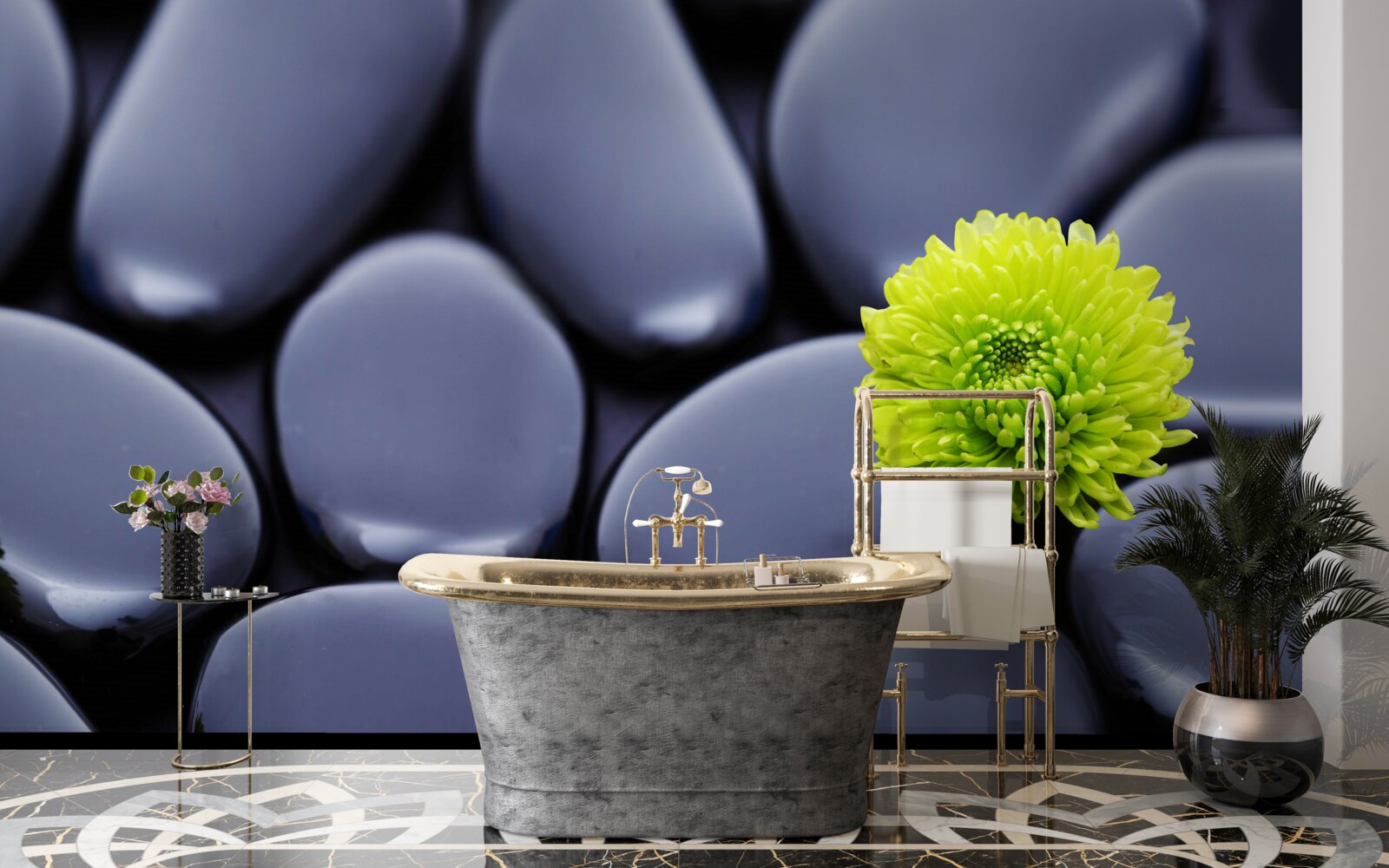 Fototapeta zielony kwiat wyrasta przez skalistą barierę