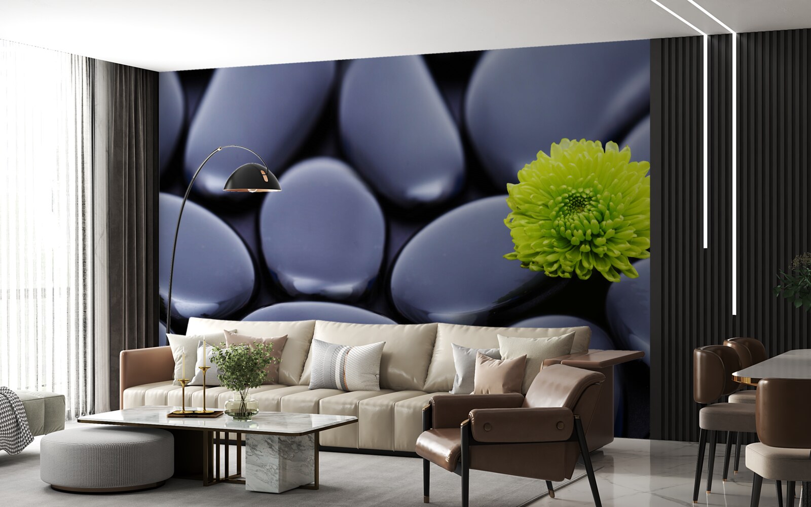 Fototapeta zielony kwiat wyrasta przez skalistą barierę