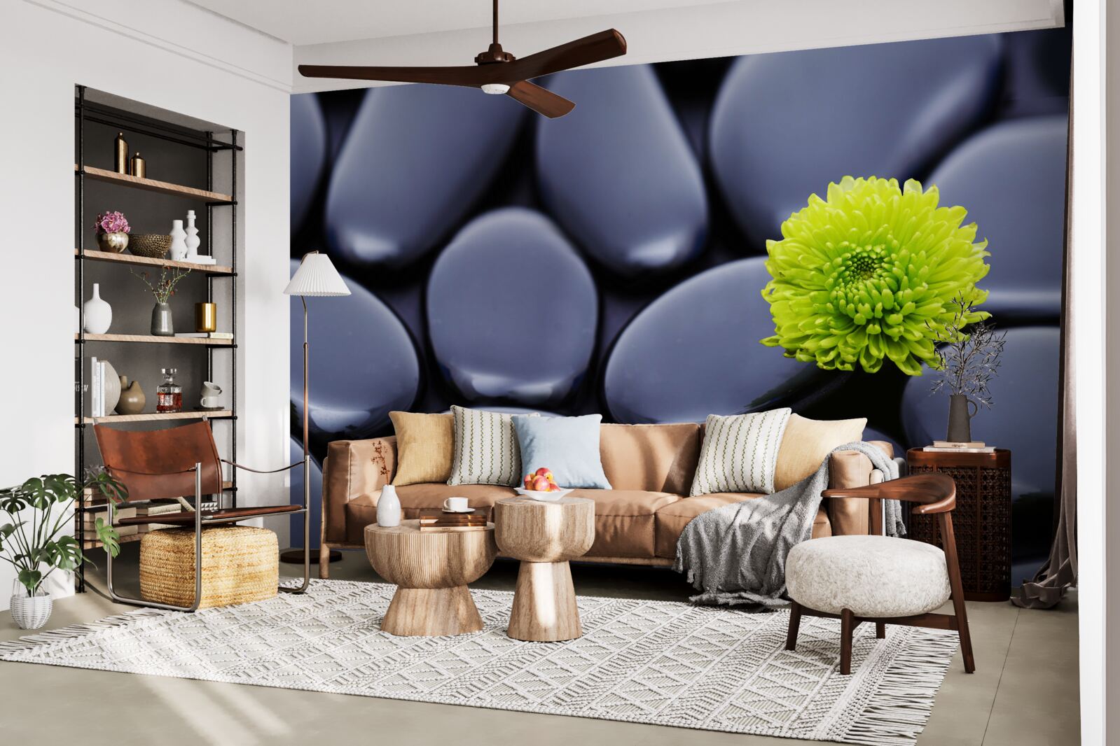 Fototapeta zielony kwiat wyrasta przez skalistą barierę