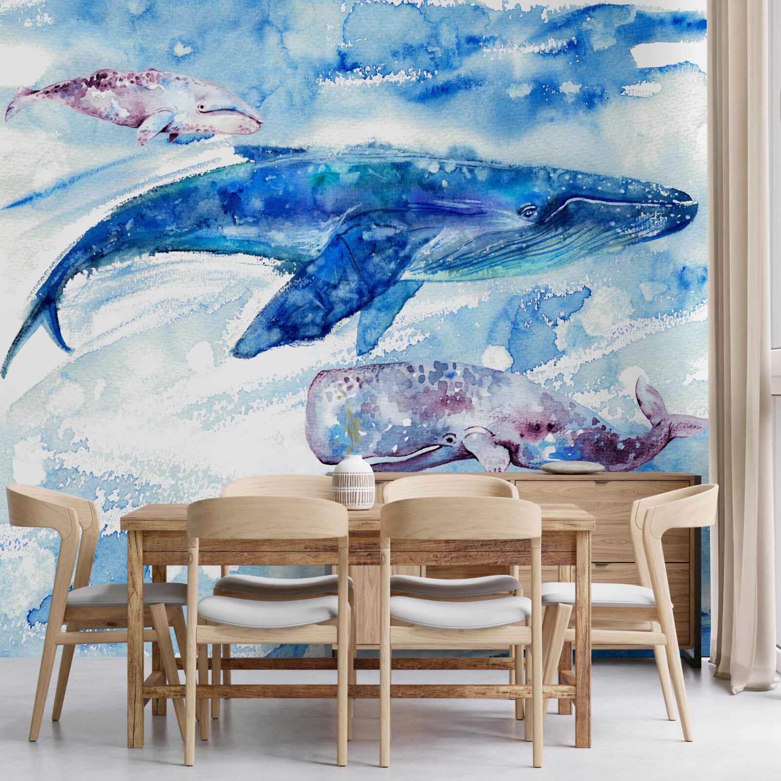 Fototapeta pobór wody przez płetwal błękitny