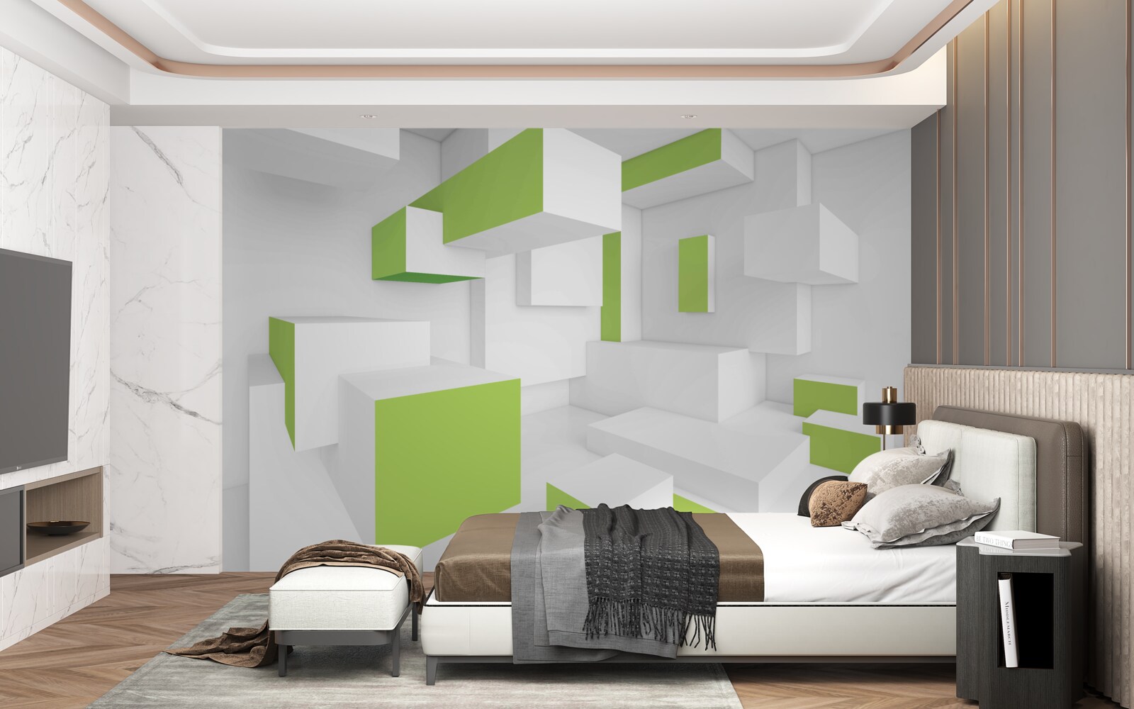 Fototapeta prostokątne konstrukcje z jasnozieloną okładziną