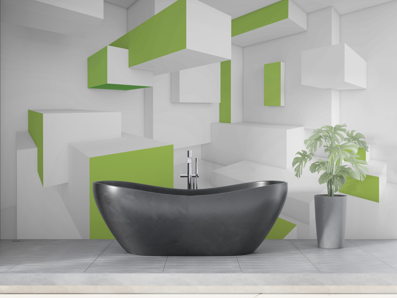 Fototapeta prostokątne konstrukcje z jasnozieloną okładziną