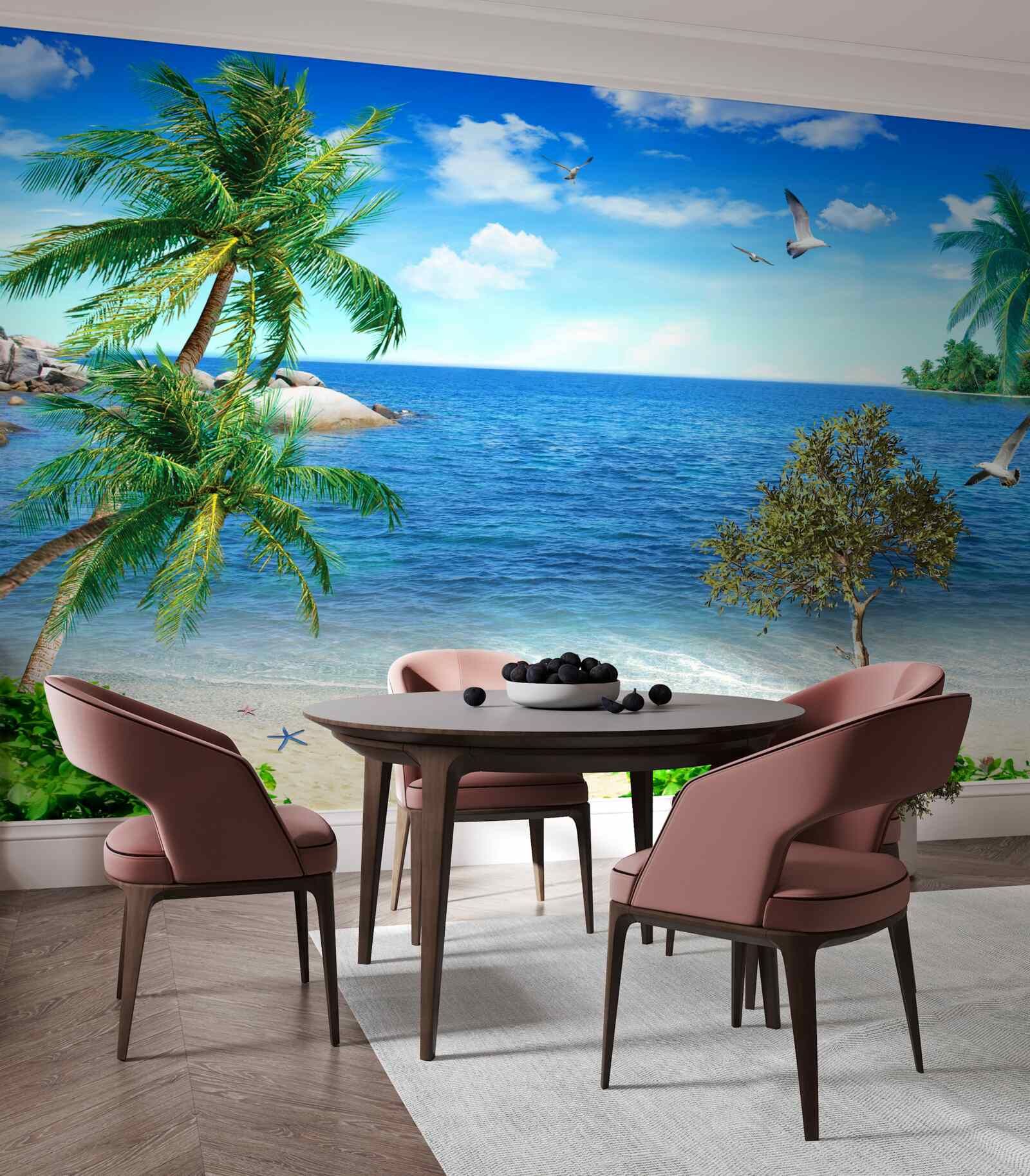 Fototapeta linia brzegowa palm w regionie tropikalnym