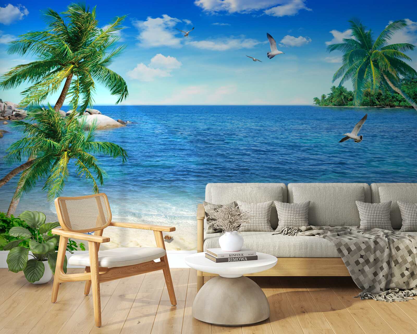 Fototapeta linia brzegowa palm w regionie tropikalnym