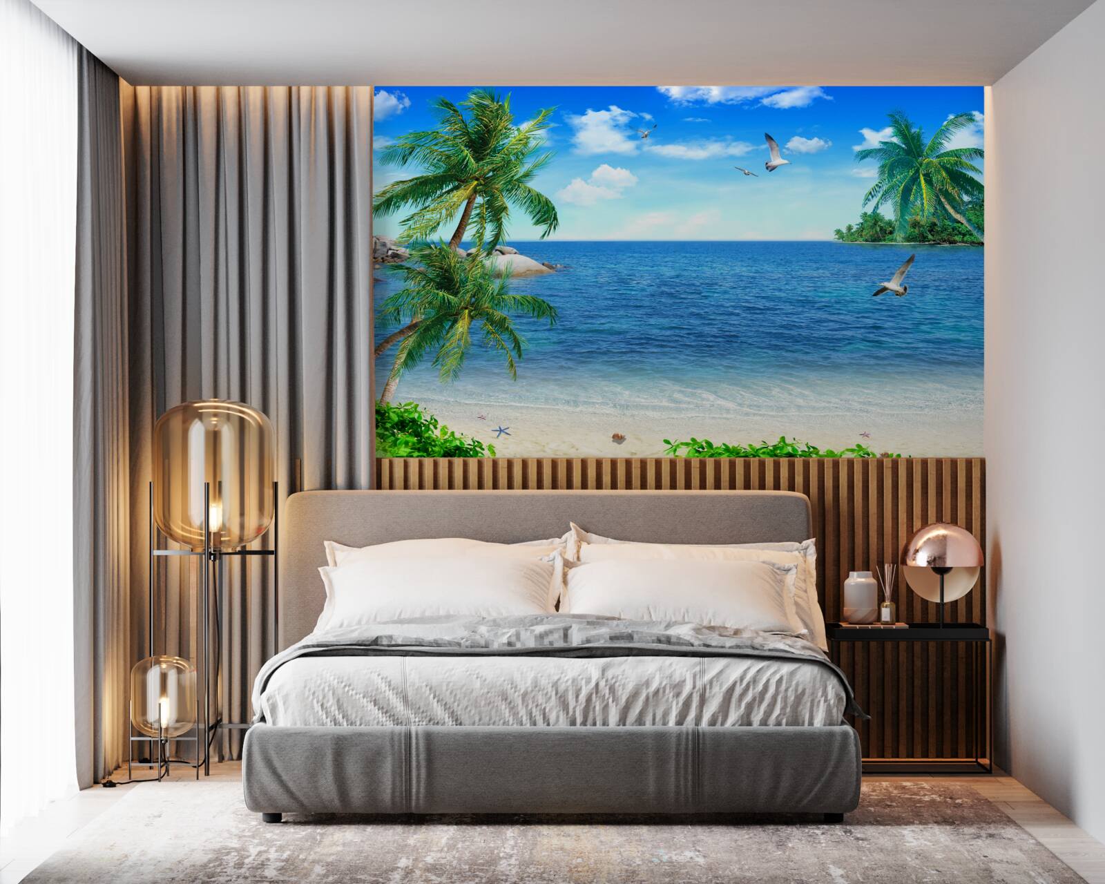 Fototapeta linia brzegowa palm w regionie tropikalnym