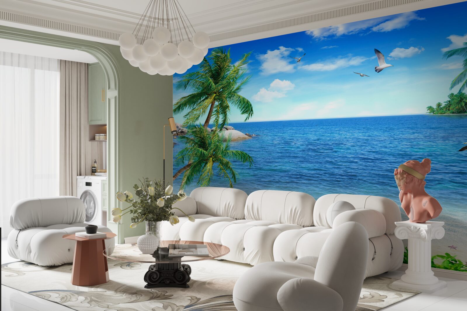 Fototapeta linia brzegowa palm w regionie tropikalnym