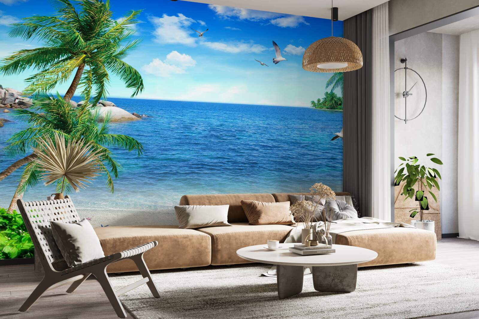 Fototapeta linia brzegowa palm w regionie tropikalnym