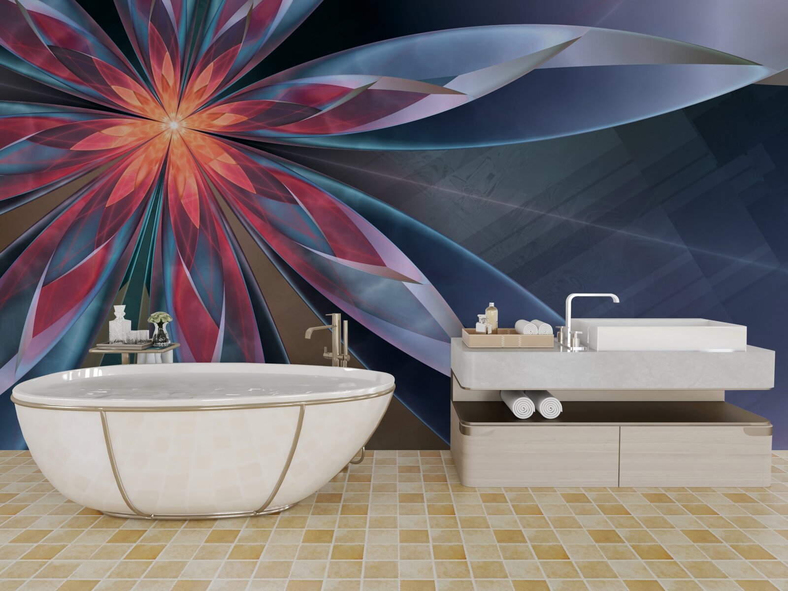 Fototapeta lotos z czerwonym rdzeniem