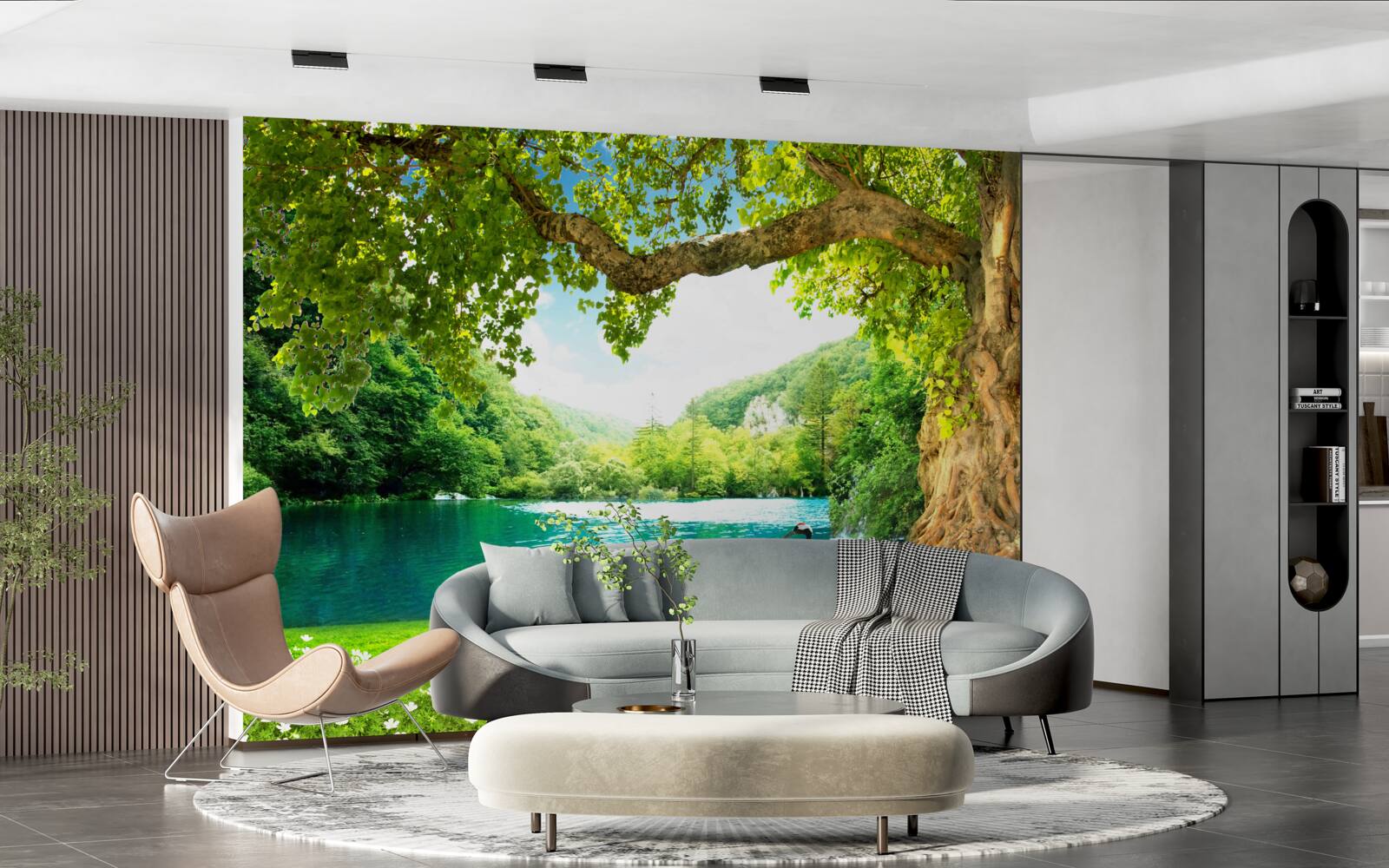 Fototapeta dwa żurawie na polu w pobliżu stawu