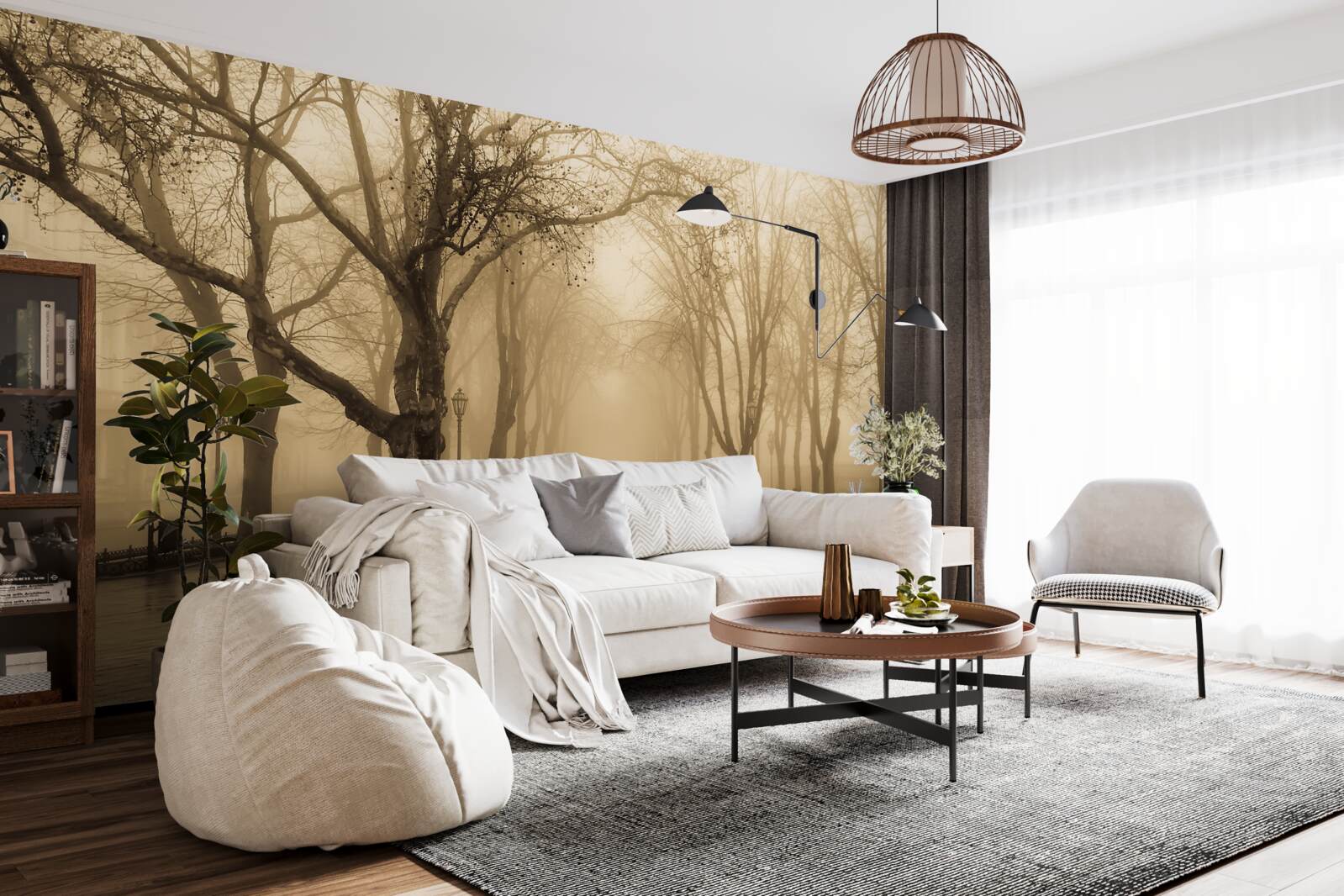 Fototapeta aleja jest wypełniona deszczem i mgłą