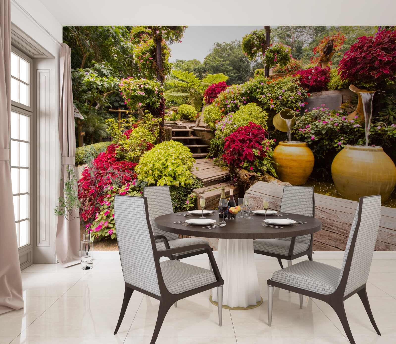 Fototapeta piękno krajobrazu stworzonego przez kwiaty