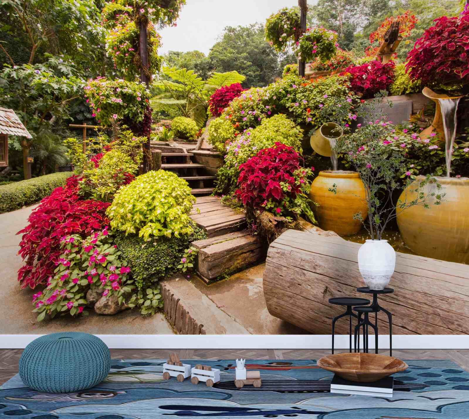 Fototapeta piękno krajobrazu stworzonego przez kwiaty